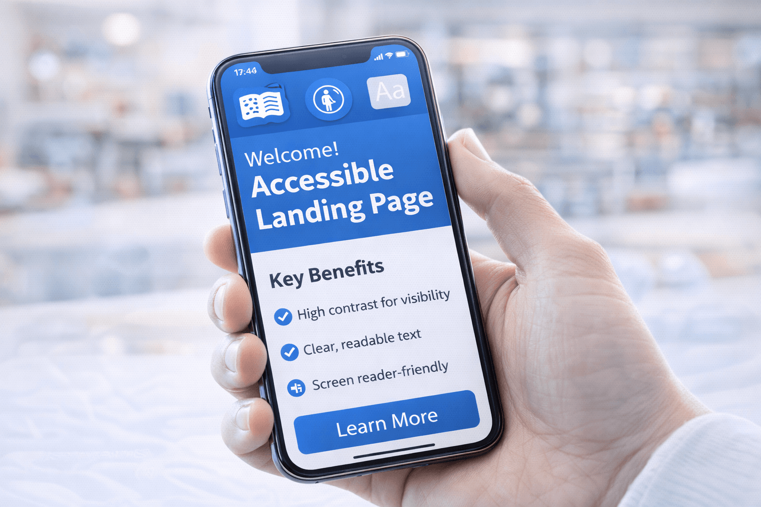 Example of accessible mobile landing page