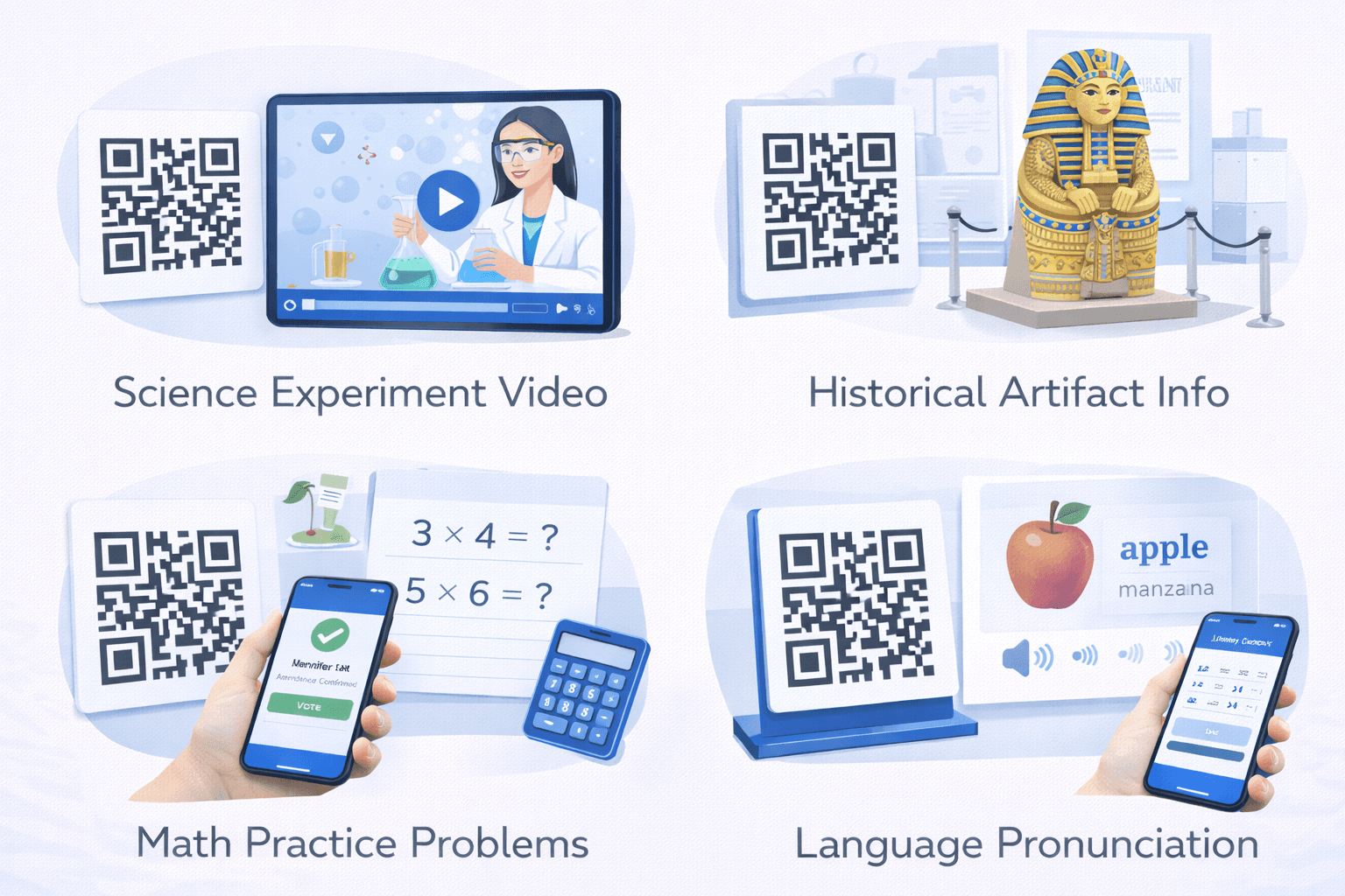 Examples of QR codes in educational settings