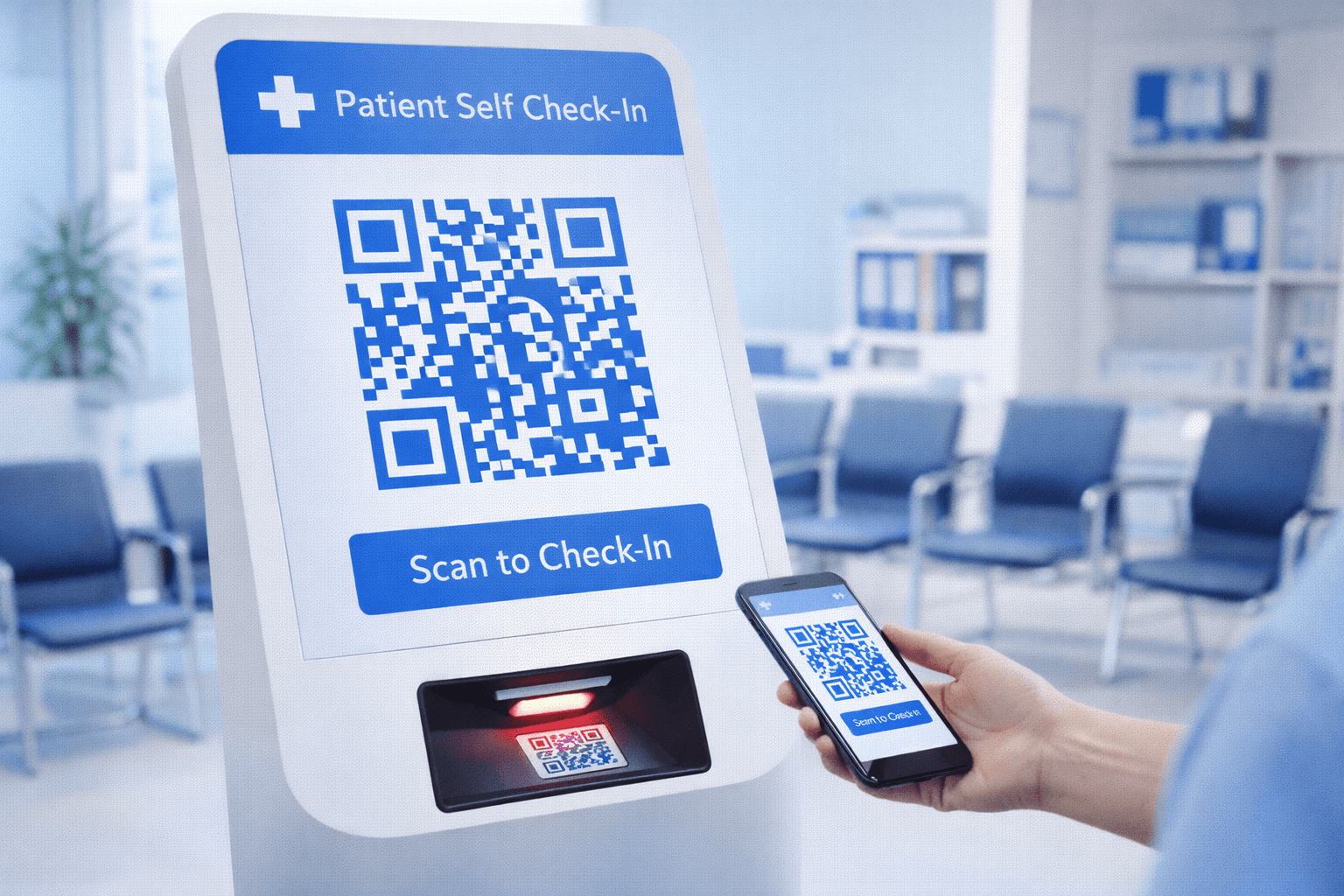 Patient using QR code for check-in