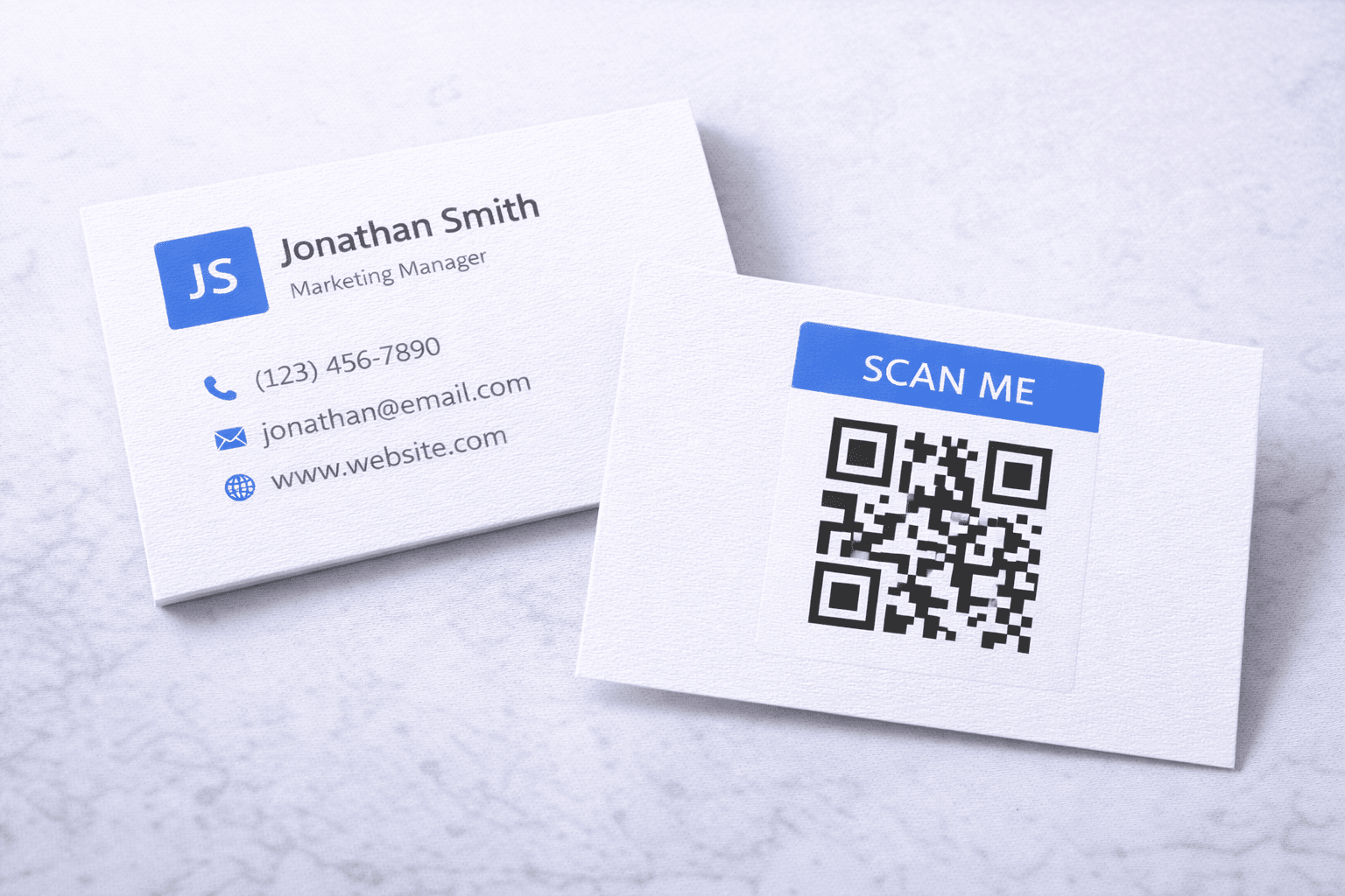 Example of business card with QR code on back