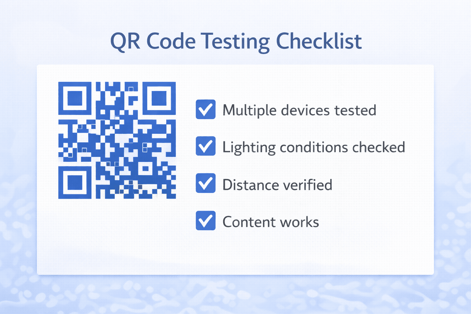 QR code testing checklist