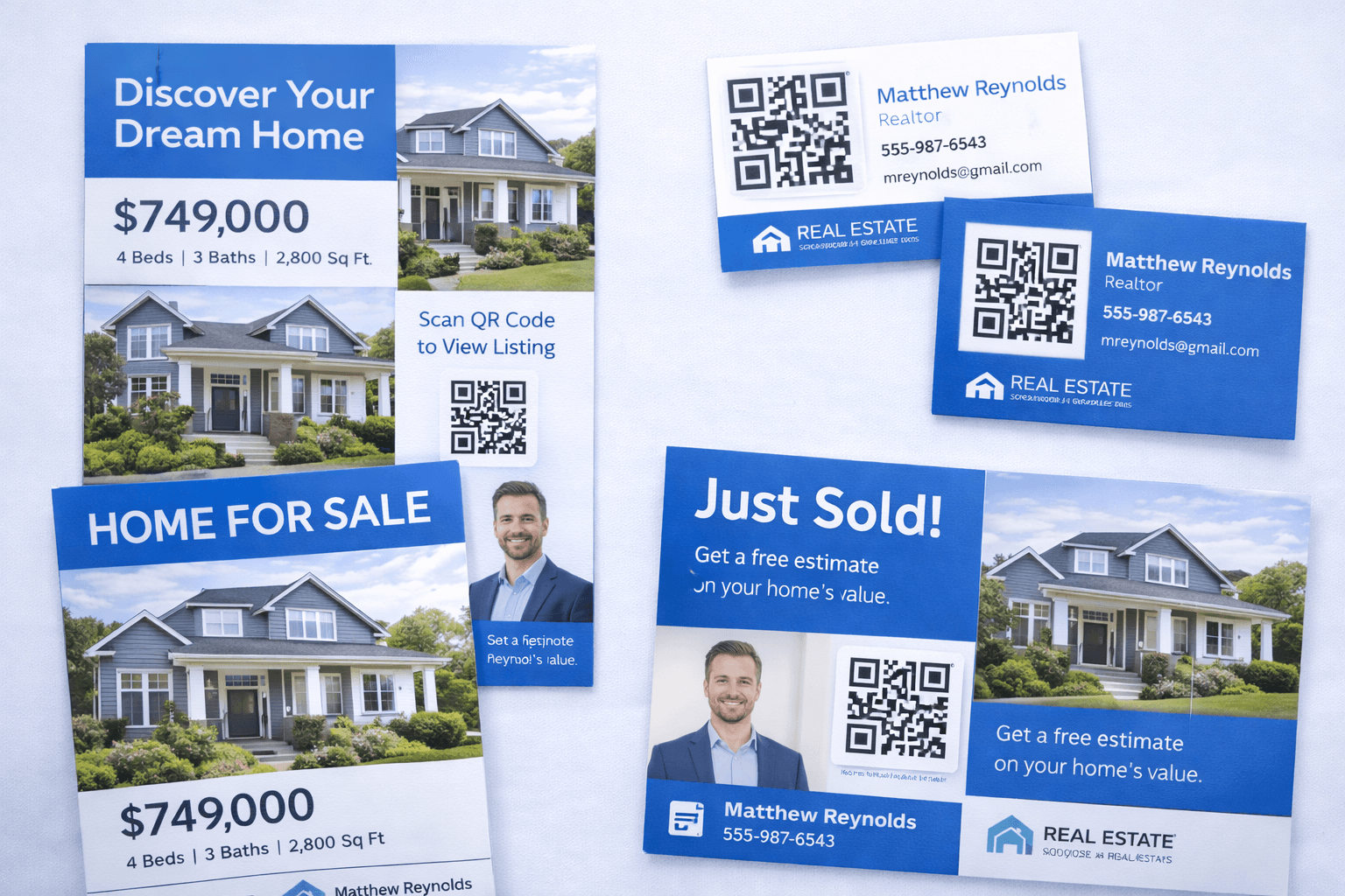 Real estate print materials with QR codes